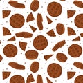 Seamless pie pattern, pie pieces, food, baking, apple pies